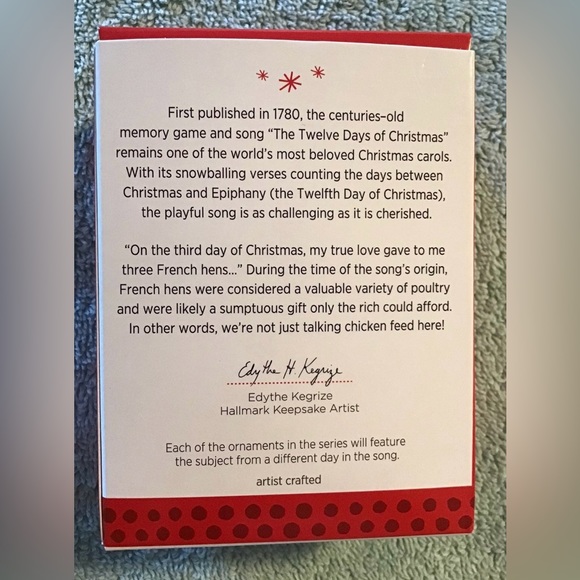 2013 Hallmark Keepsake “Three French Hens” #3 in The Series! NIB! - Picture 2 of 6